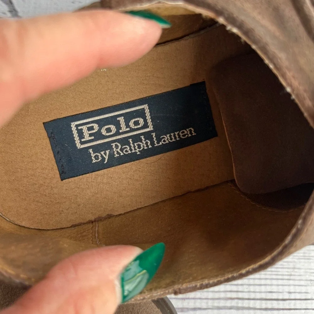 Polo Ralph Lauren Vintage Saddle Brown Leather‎ Suede Oxford Shoes Mens 8D